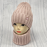 М 89045. Комплект для дівчинки, підлітка: шапка з флісом і хомут, різні кольори 4-15 років, фото 9
