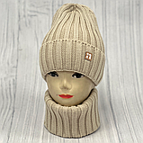 М 89045. Комплект для дівчинки, підлітка: шапка з флісом і хомут, різні кольори 4-15 років, фото 5