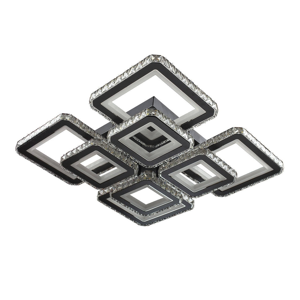 Люстра "кришталева" стельова світлодіодна з пультом 3000-6000К 320Вт IP20 чорний хром