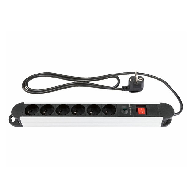 Мережевий фільтр подовжувач SilverCrest, 1,5 м з 6 розетками алюмінієвий, переноска, фото 1