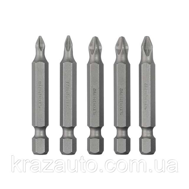 Набір викруткових насадок PH1, PH2, PZ1, PZ2 1/4"*50 мм, ACR, S2, пак. 5 шт., STORM INTERTOOL VT-0205, фото 1