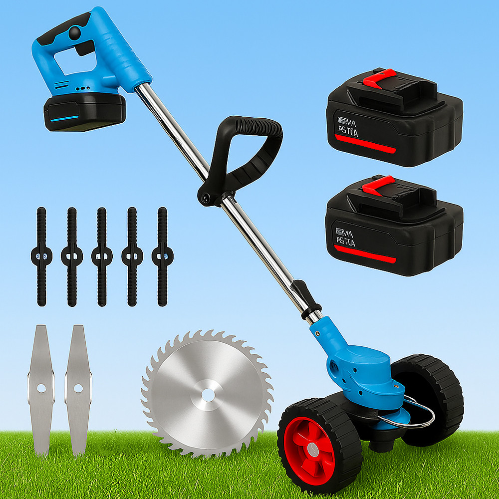 Акумуляторна газонокосарка на колесах + 2АКБ 48V / Садовий триммер / Акумуляторний триммер для трави, фото 1