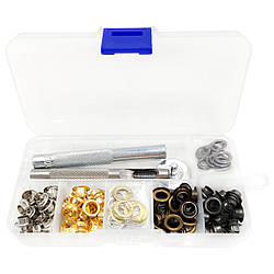 Набір люверсів з інструментом 3 мм по 100 шт. Платина/Золото/Нікель/Бронза