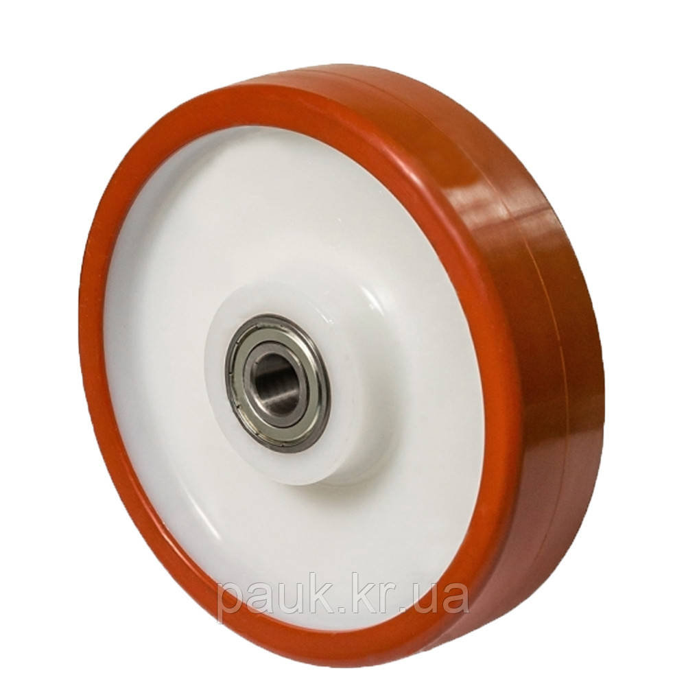 Колесо 53-126х45-B, Ø 125 мм, 53 Medium Top, колесо без кронштейна, поліуретанове колесо з кульковим підшипником, колесо на візок, фото 1