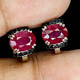 Сережки. Натуральний рубін і шпінель. Срібло 925., фото 2