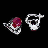 Сережки. Натуральний рубін і шпінель. Срібло 925., фото 3