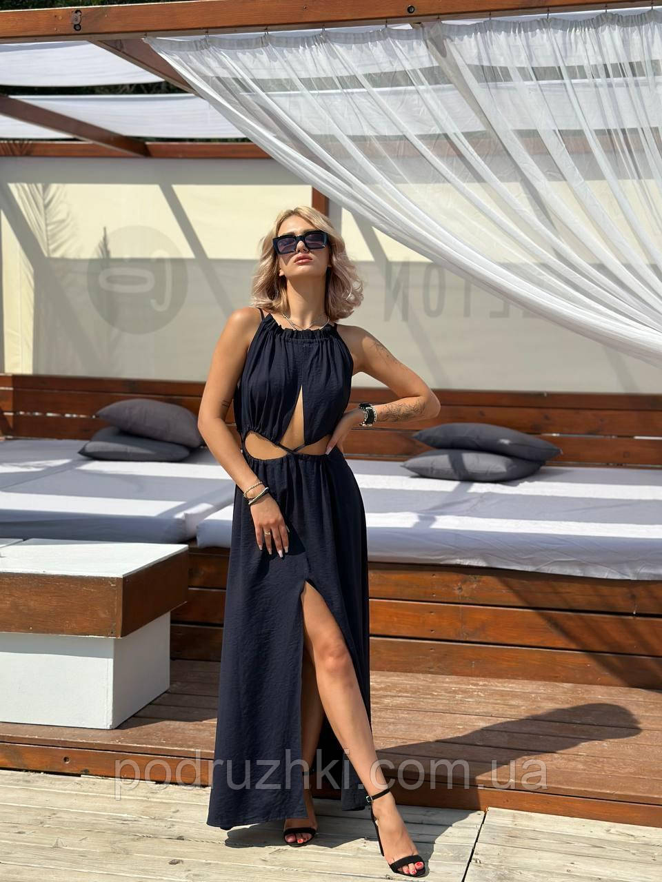 Стильна oversize сукня зі шнурівкою, американський креп/жатка/шовк, розмір 42-48, фото 1