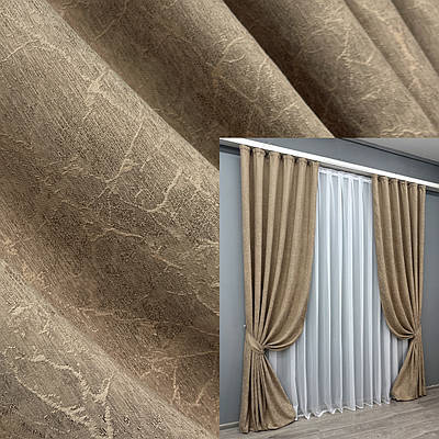 Комплект штор (2шт. 1,5х2,9м.) жакард, колекція "Viva Marmo". Колір капучино. Код 1778ш 33-0741