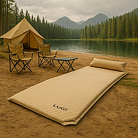 Туристичний самонадувний матрац 190×65 см з підголівником походний надувний матрац для кемпінгу намету риболовлі