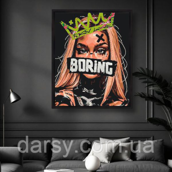 Картина за номерами Origami Сумна дівчина з фарбами металік (срібло) 40x50 см (LW 3312), фото 1