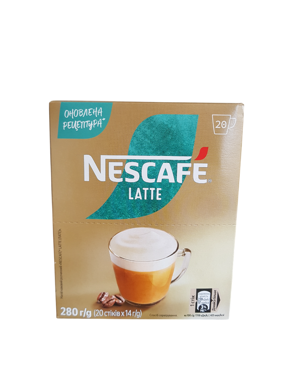 Nescafe Late кавовий напій 20 стіків у картонній упаковці, фото 1