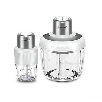 Чопер подрібнювач Sokany SKYM7032W 2в1 з чашами 0.5 і 1.5 л 800 Вт Білий