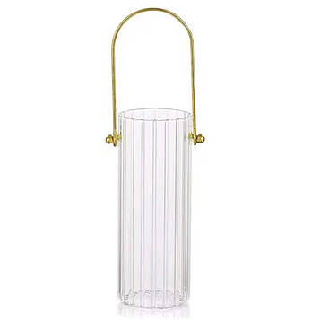 Декоративна скляна ваза для квітів із ручкою 24.5 см