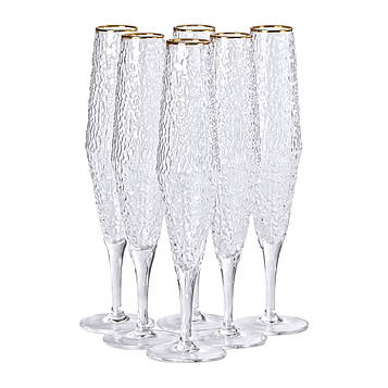 Келихи для шампанського 250 мл, висока ніжка, набір із 6 штук HP-16-4