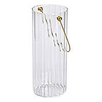 Декоративна скляна ваза для квітів з ручкою 29 см HP-1726