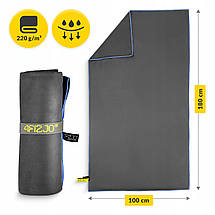 Рушник спортивний 4FIZJO XL 180 x 100 см з мікрофібри 4FJ0420 Gray/Sky Blue Poland, фото 3