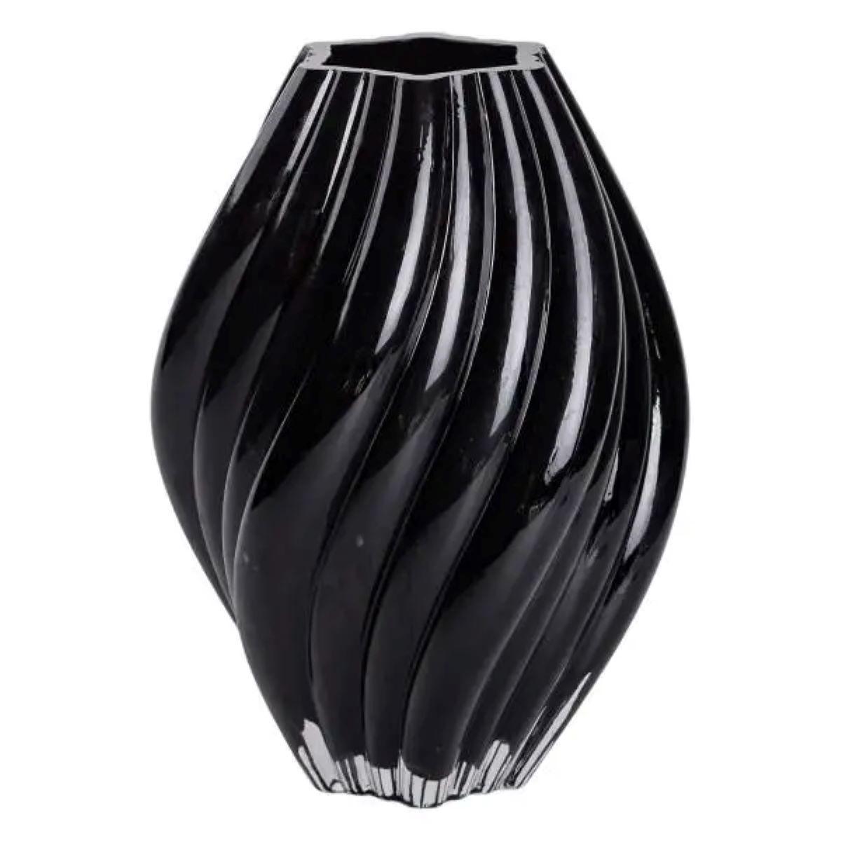 Декоративна скляна ваза для квітів 30 см фігурна ваза 5 л Чорна, фото 1