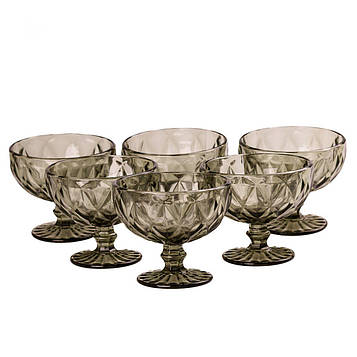 Креманки з товстого скла набір 6 штук по 300 мл Зелений HP037GR