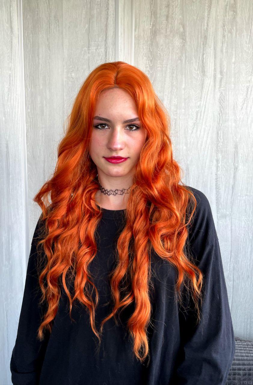 Перука на сітці довга хвиляста термоперука руда (SETI-2292-18), фото 1