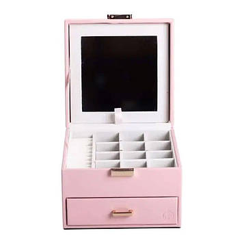 Скринька для прикрас з еко шкіри 2 яруси органайзер для ювелірних виробів HP-5-2P