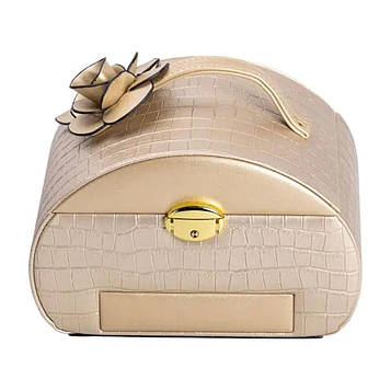 Скринька для прикрас з еко шкіри 3 яруси із замком органайзер для ювелірних виробів HP-5-21GOLD