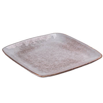 Тарілка плоска квадратна з порцеляни 26.5 см бежева HP631