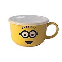 Миска керамічна з пластиковою кришкою, 900 мл, для супу та локшини HP-15-18TM