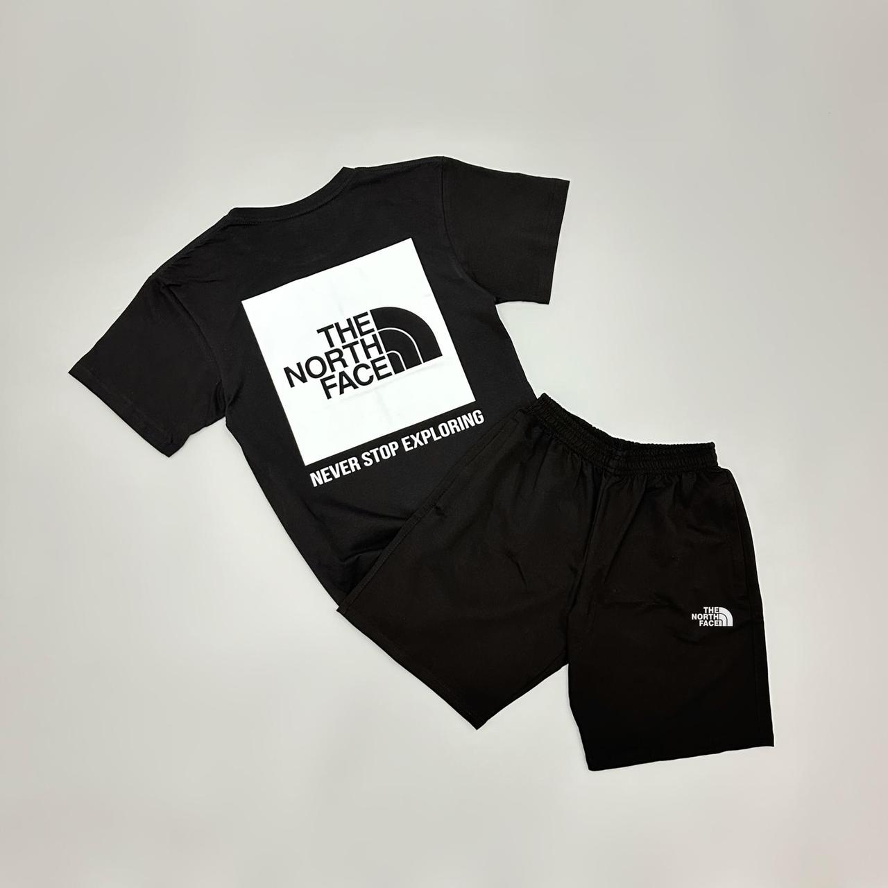 Чоловічий літній костюм The North Face Футболка Шорти чорний бавовняний комплект Зе Норт Фейс, фото 1