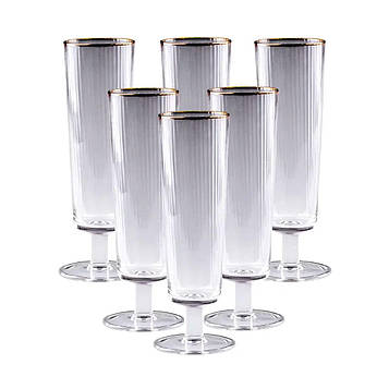 Келихи для шампанського із золотою облямівкою 6 штук по 300 мл HP82