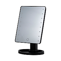 Дзеркало косметичне 21х16 см 16 LED Чорне HP-10-3AB