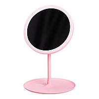 Дзеркало з підсвічуванням кругле настільне кругле косметичне Ø15.3 см дзеркало для макіяжу косметичне Рожеве HP-10-5AP