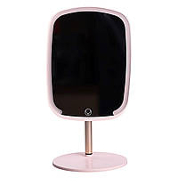 Настільне дзеркало з підсвічуванням 23х18 см для макіяжу на ніжці Рожеве HP-10-6AP