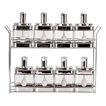 Банки для сипучих продуктів набір з 8 шт скляні ємності для зберігання з кришкою і ложкою HP531FS1034Y