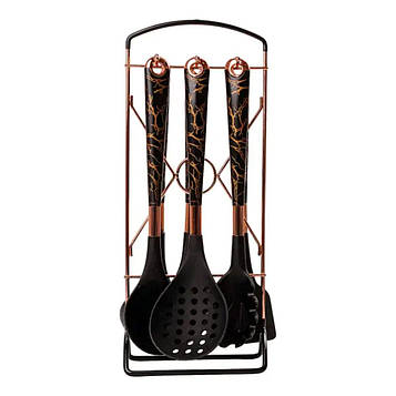 Набір кухонного приладдя на підставці 6 штук кухонні аксесуари Мармур YRUR6