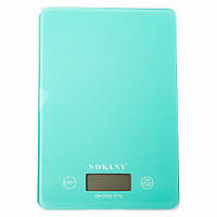 Ваги для кухні Sokany до 5 кг електронні на батарейках Lugi Бірюзовий SK-19027M