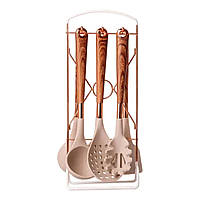 Набір кухонного приладдя на підставці 6 штук кухонні аксесуари Дерево YRUR8