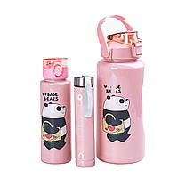 Набір пляшок 3 в 1 Панда з поїлкою і ручкою 0.3 (л) 0.7 (л) 2 (л) рожевий HPZSB120014P