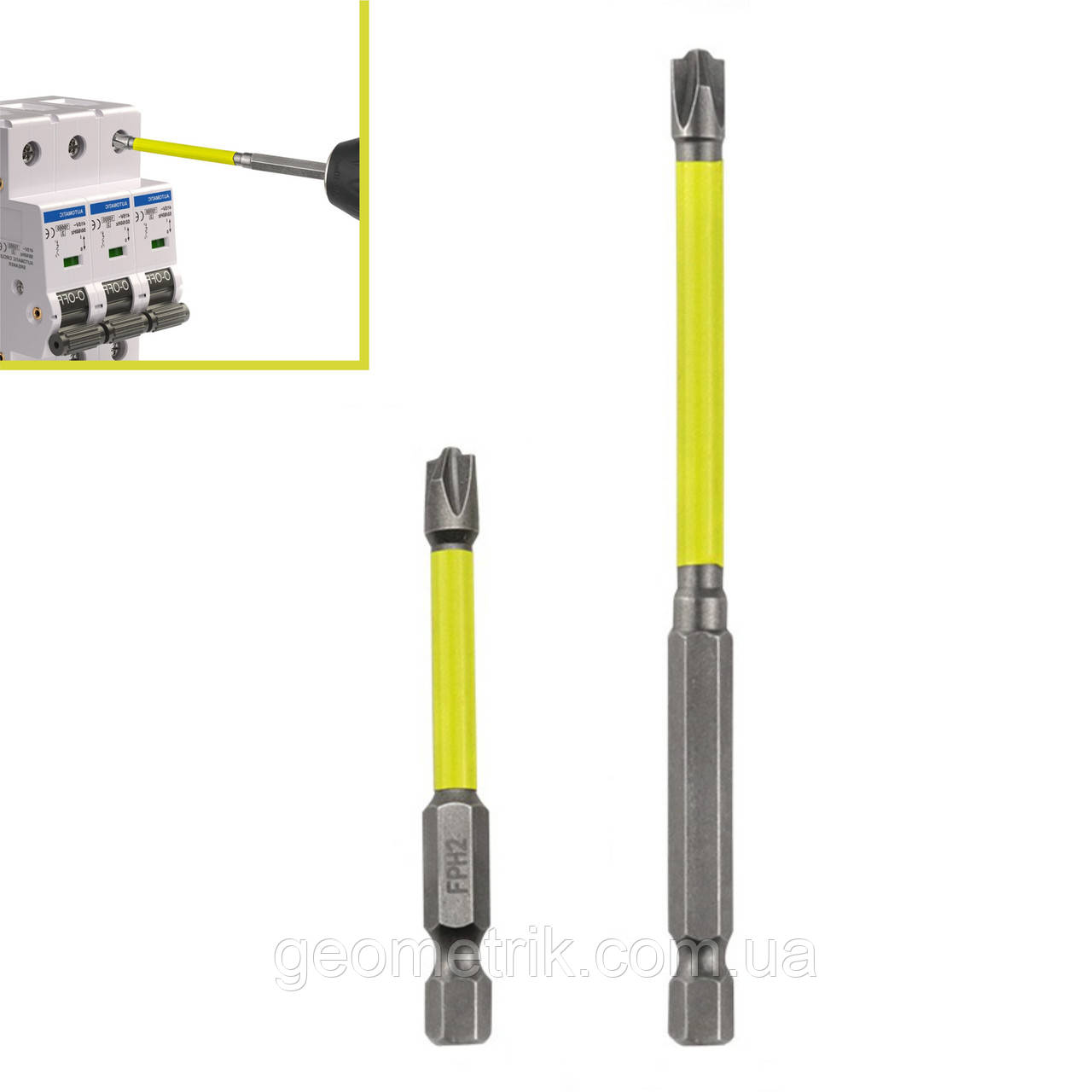 Біти для автоматів 65 мм/110 мм -магнітні - Набір електромонтажних біт FPH2 для складання щитів та ПЗВ, фото 1