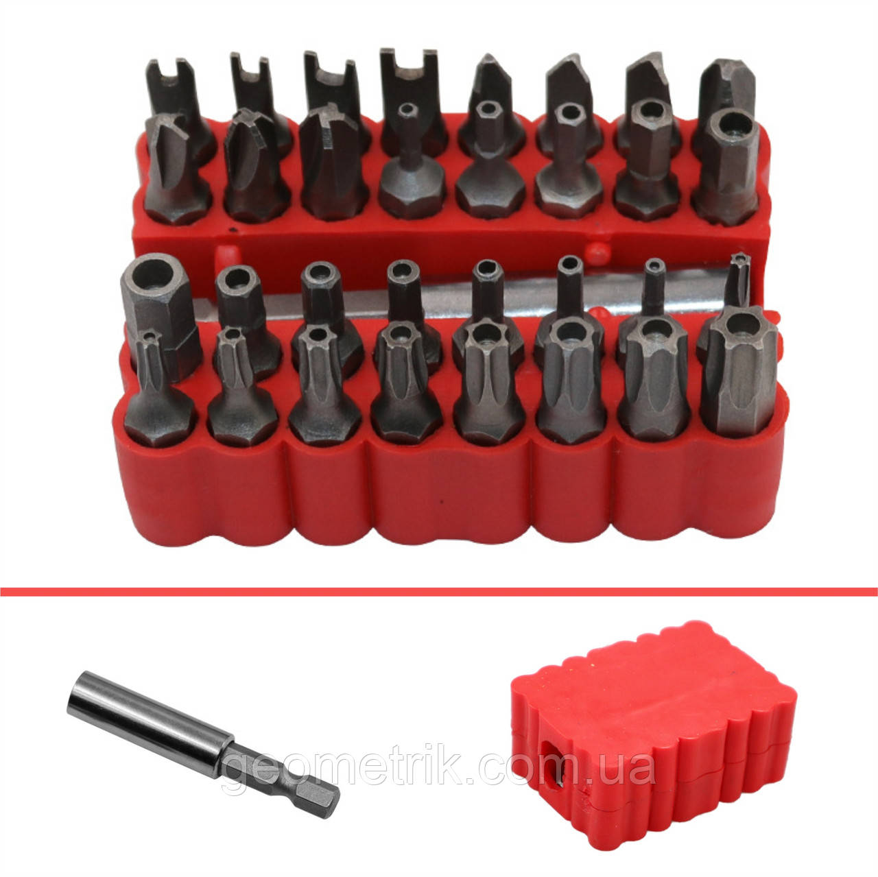 Набір біт - 33 шт / 6,35 мм з перехідником - для викрутки та шуруповерта - AP-033, фото 1