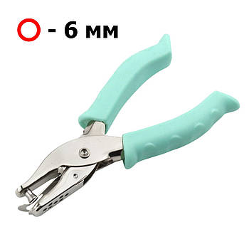 Дирокол Ø 6 мм - на один отвір - Прогумовані ручки - green