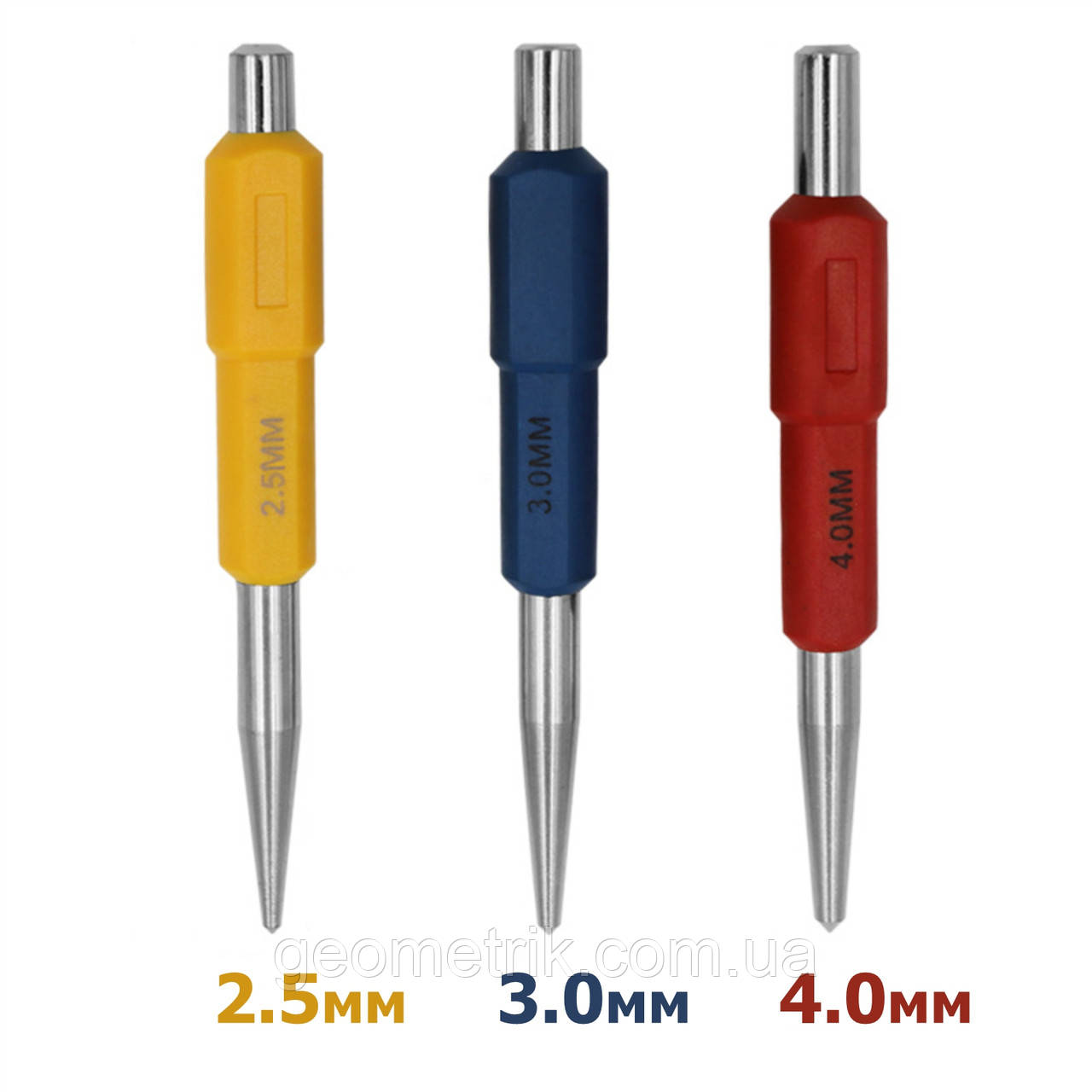 Керни для точної розмітки: 3 шт. (2.5/3.0/4.0 мм) - Набір кернерів по дереву та металу, фото 1