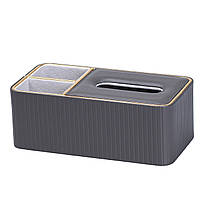 Серветниця на стіл з еко-шкіри з двома відділеннями 27 х 13.5 х 10 см Сірий HPDY9291G