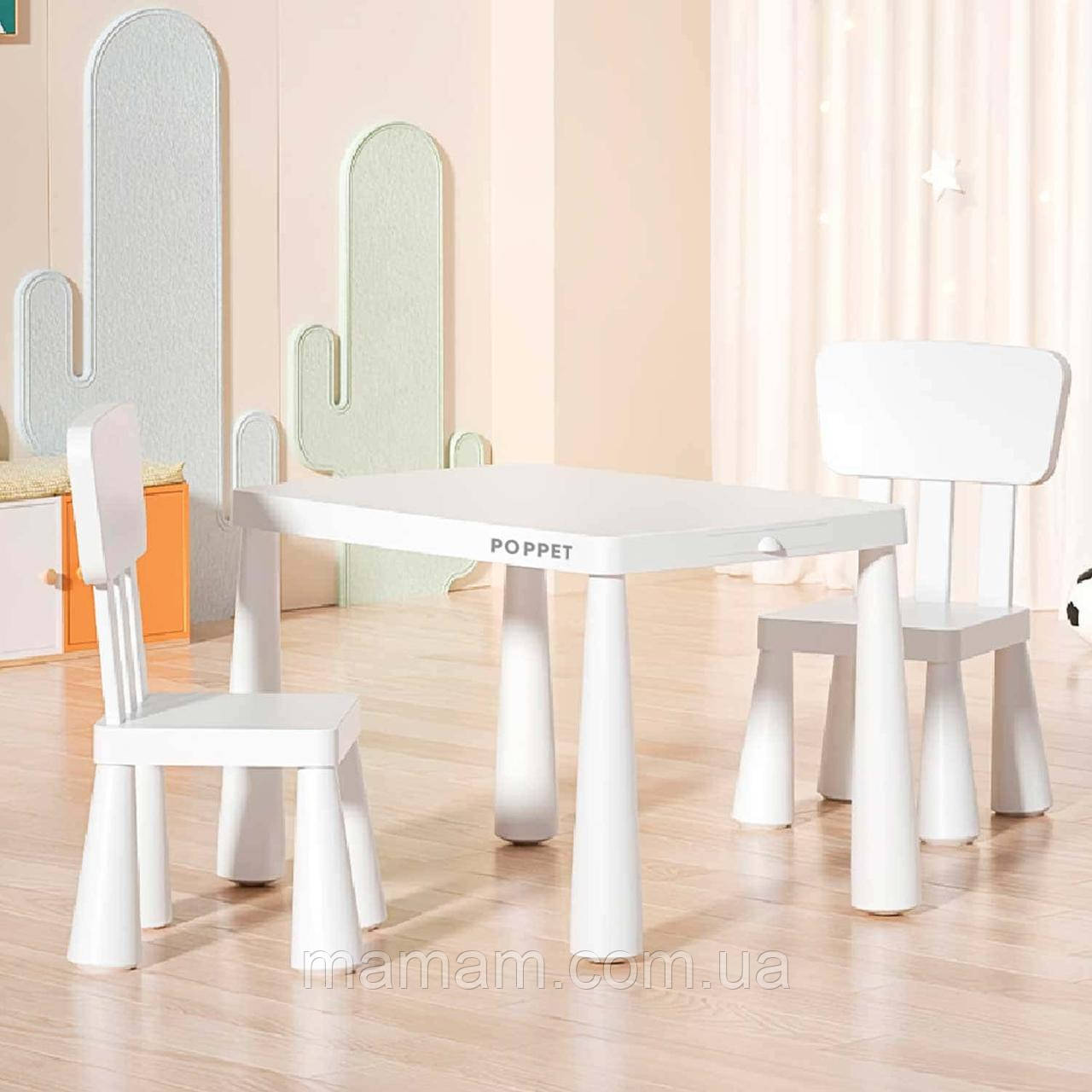 Дитячий столик та два стільці Poppet Маммут Total White, фото 1