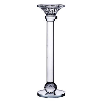 Підсвічник скляний на тонкій ніжці 9×29 см прозорий декоративний підсвічник на стіл HP-4-7S