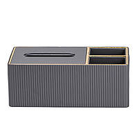 Серветниця-органайзер з еко-шкіри 3 відділення 27*14*10.5 см Сірий HP9191