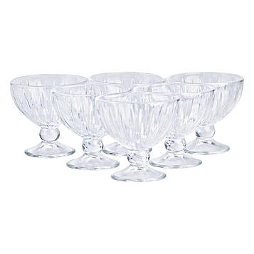Креманка на ніжці скляна прозора 250 (мл) набір креманок 6 штук для салатів, десертів, желе HP520