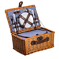 Кошик плетений для пікніка з посудом на 4 персони 42х28х20 см набір посуду туристичний для кемпінгу HP-ZQ-1