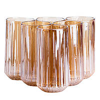 Набір склянок 6 штук по 380 мл скляний коричневий HP525