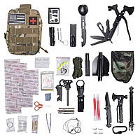 Туристичний набір інструментів для виживання 21х15х12 см похідний набір з аптечкою і лопатою Lugi HP-D-5