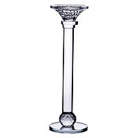 Підсвічник скляний на тонкій ніжці 9×34 см прозорий декоративний підсвічник на стіл HP-4-8M